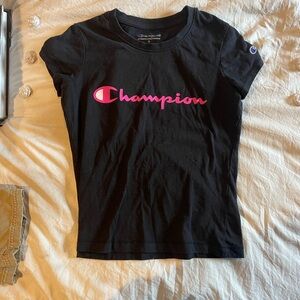 Champion Black & Pink Logo Kid’s T-Shirt